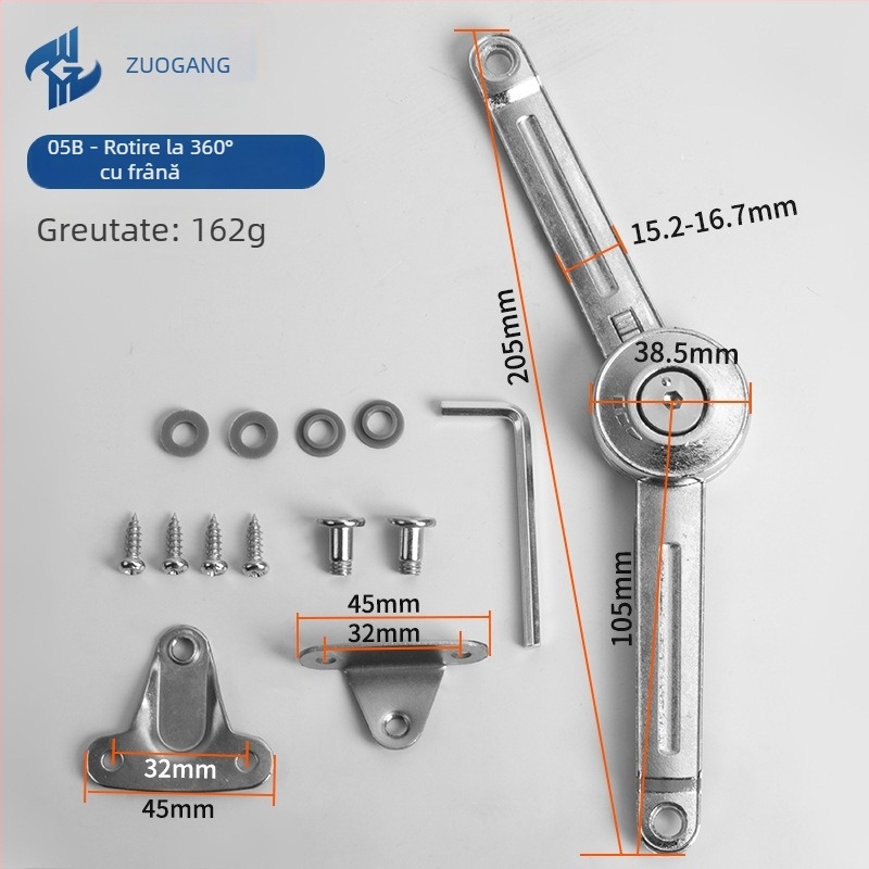 Left Steel opritor arbitrar din aliaj de zinc pentru dulapuri și sertare, model 01A-Standard Type Fine Grain, stil minimalist modern