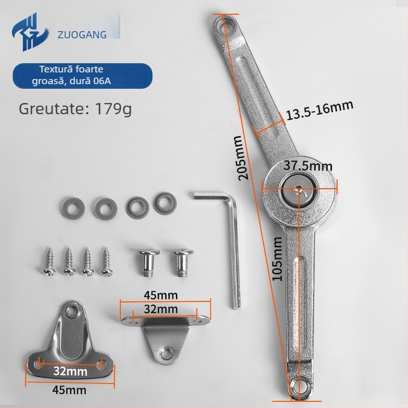 Left Steel opritor arbitrar din aliaj de zinc pentru dulapuri și sertare, model 01A-Standard Type Fine Grain, stil minimalist modern