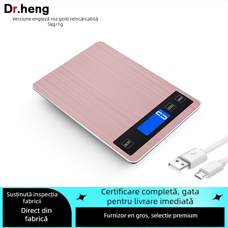 Cântar digital de bucătărie pentru patiserie, capacitate 5–15 kg, model Dh-a10 încărcare, măsurare electronică, alimentare duală (baterii AAA sau încărcare), pentru bucătărie
