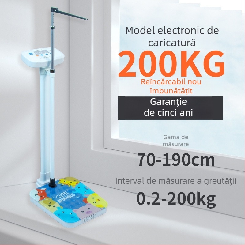 Cântar înălțime și greutate All-in-One pentru adulți și copii, Model RTZ001, Operare cu buton, Cântar inteligent