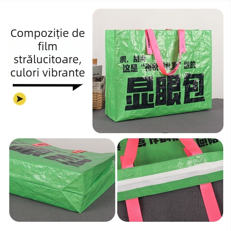 Geantă țesută manual din PP cu strat laminat transparent, impermeabilă, grosime 140, potrivită pentru depozitare și ambalare