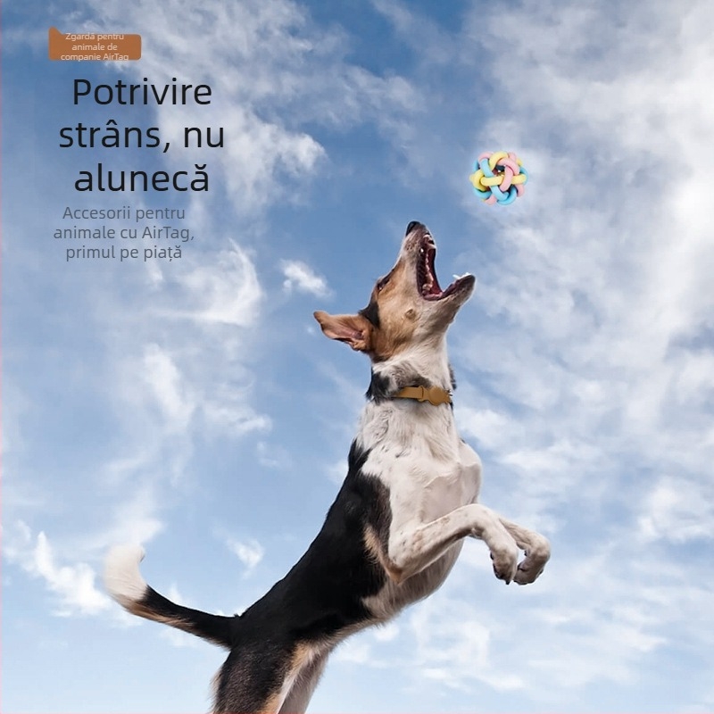 Carcasă de protecție AirTag pentru animale de companie, din piele, purtare la gât, anti-pierdere, anti-zgâriere, anti-uzură