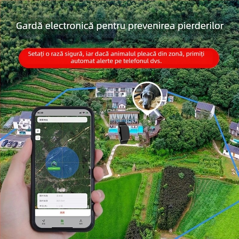 Trackere GPS pentru animale de companie cu poziționare Beidou pentru pisici, câini și oi – zgardă impermeabilă, alarme de vibrație, de întrerupere și de mișcare și perimetru; precizie GPS 15 m; IP67; baterie din polimer