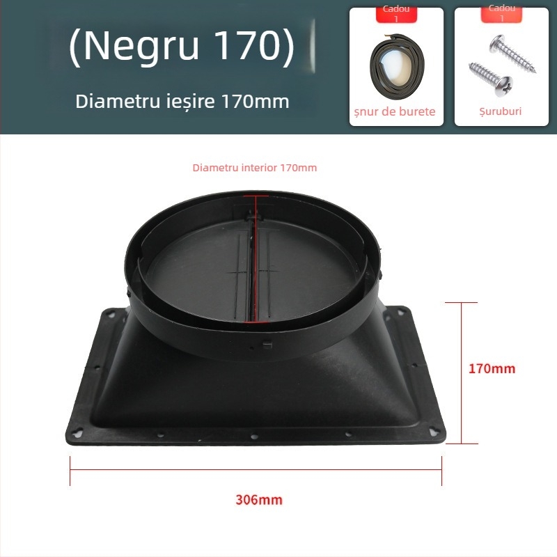 Accesorii pentru hota de bucătărie — ieșire de aer cu supapă de control îngroșată, montaj manual, model Ieșire de aer, cod YCF