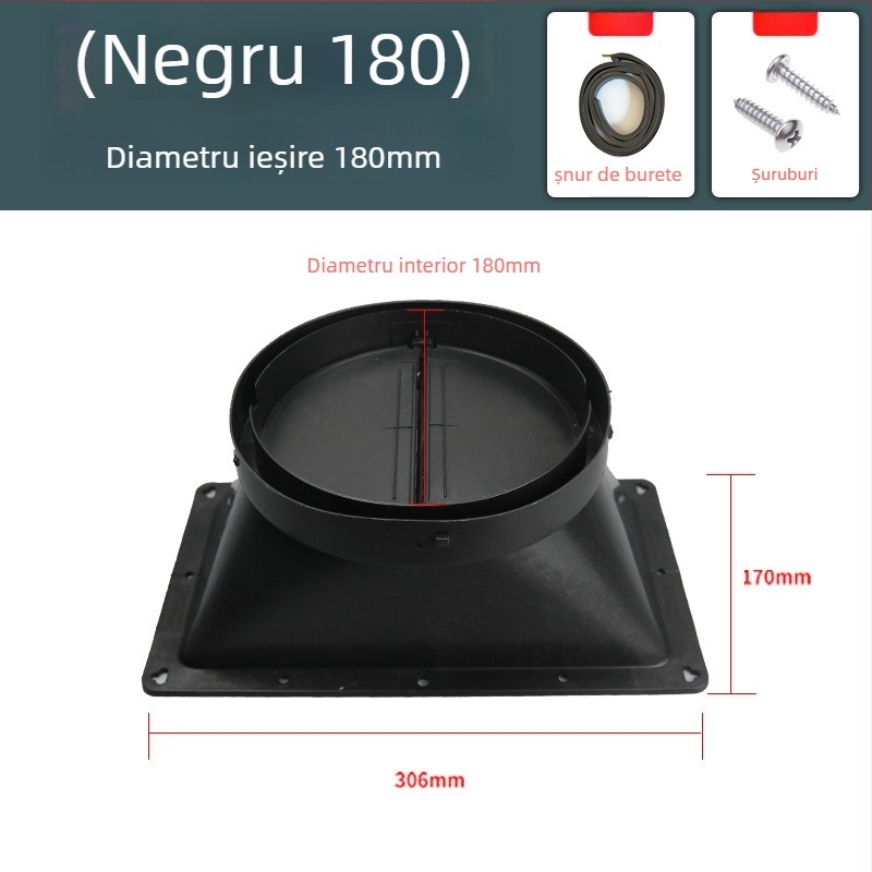 Accesorii pentru hota de bucătărie — ieșire de aer cu supapă de control îngroșată, montaj manual, model Ieșire de aer, cod YCF
