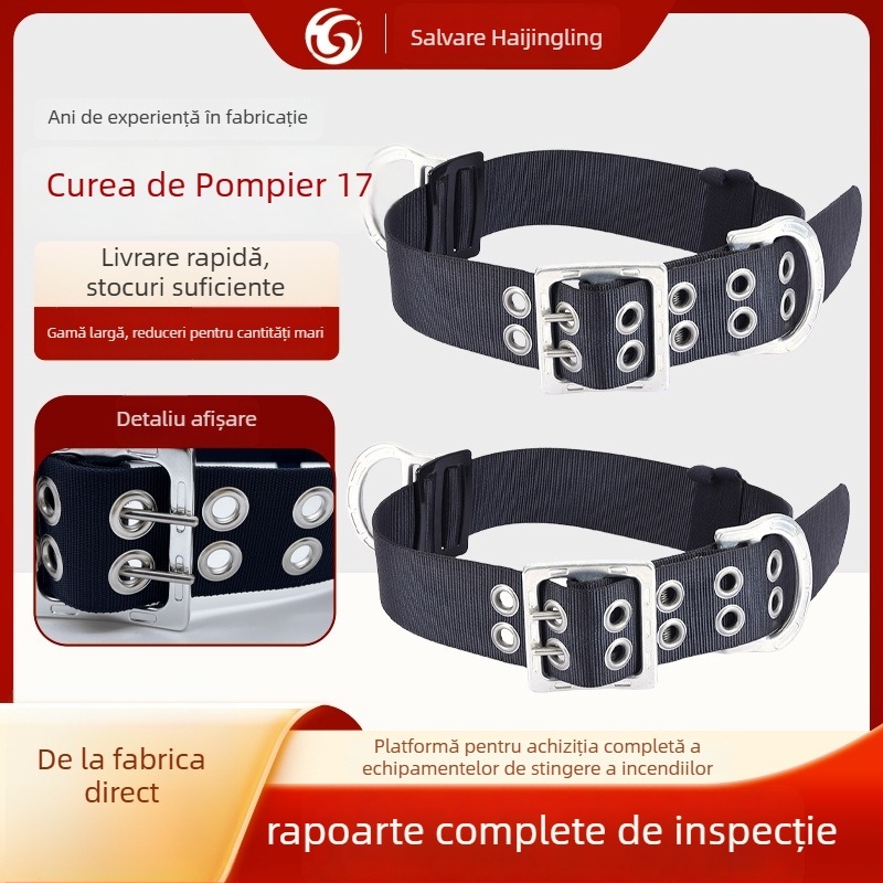 Curea de salvare pentru pompieri 02/97, Tip 20/14–17, Curea de siguranță pentru pompieri certificată | Rezistență la rupere >13 kN | Fire poliester de înaltă rezistență pentru curea și frânghie | Lungimea frânghiei 110 cm