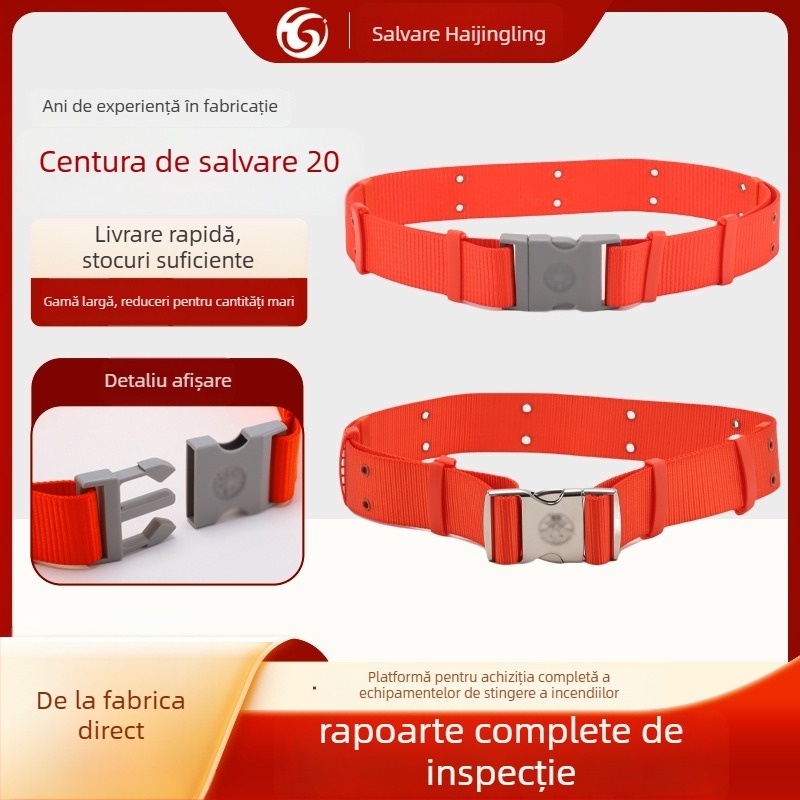 Curea de salvare pentru pompieri 02/97, Tip 20/14–17, Curea de siguranță pentru pompieri certificată | Rezistență la rupere >13 kN | Fire poliester de înaltă rezistență pentru curea și frânghie | Lungimea frânghiei 110 cm