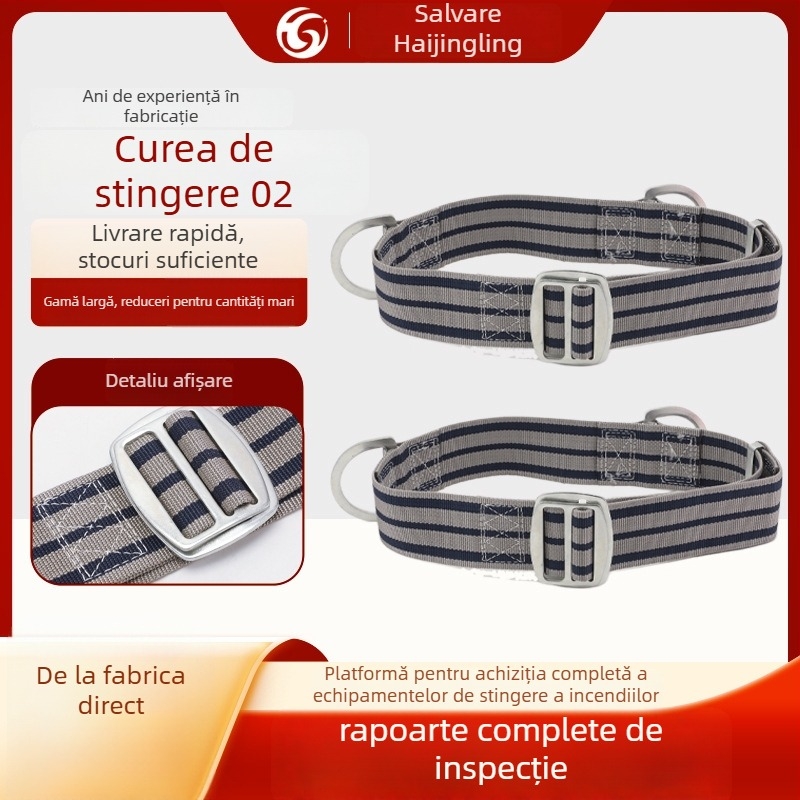 Curea de salvare pentru pompieri 02/97, Tip 20/14–17, Curea de siguranță pentru pompieri certificată | Rezistență la rupere >13 kN | Fire poliester de înaltă rezistență pentru curea și frânghie | Lungimea frânghiei 110 cm