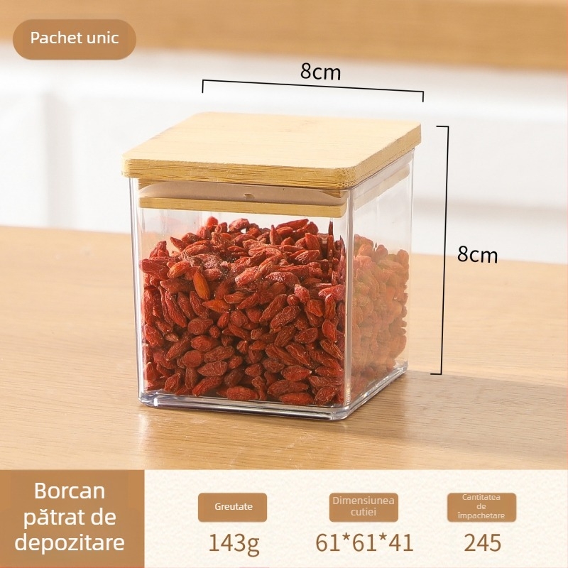 Cutie pătrată din PET pentru conservarea alimentelor, recipient transparent pentru depozitare, Fabricat în Zhejiang Jinhua, Calitate Premium