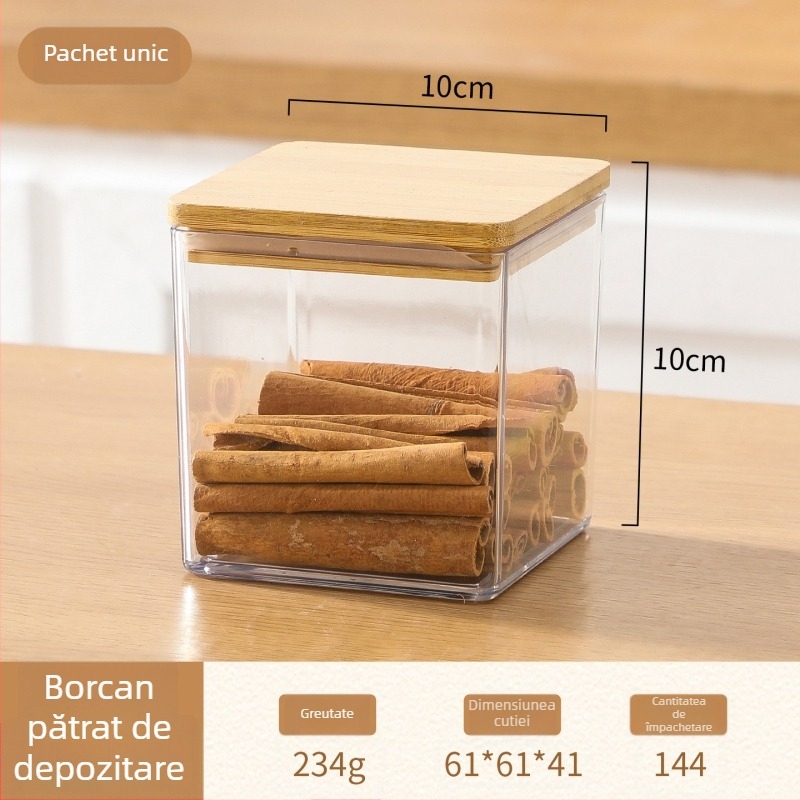 Cutie pătrată din PET pentru conservarea alimentelor, recipient transparent pentru depozitare, Fabricat în Zhejiang Jinhua, Calitate Premium