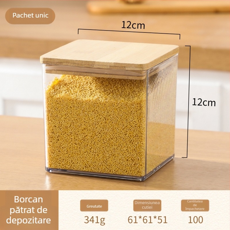 Cutie pătrată din PET pentru conservarea alimentelor, recipient transparent pentru depozitare, Fabricat în Zhejiang Jinhua, Calitate Premium