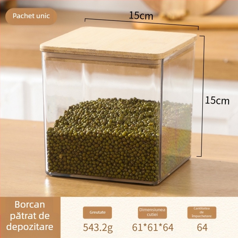 Cutie pătrată din PET pentru conservarea alimentelor, recipient transparent pentru depozitare, Fabricat în Zhejiang Jinhua, Calitate Premium