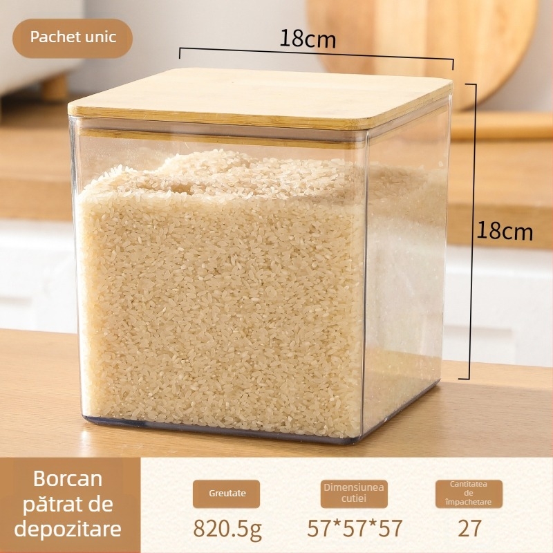 Cutie pătrată din PET pentru conservarea alimentelor, recipient transparent pentru depozitare, Fabricat în Zhejiang Jinhua, Calitate Premium