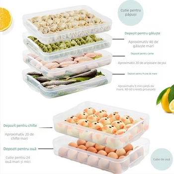 Cutie pentru găluște – plastic alimentar, portabilă pentru depozitare în frigider și congelare