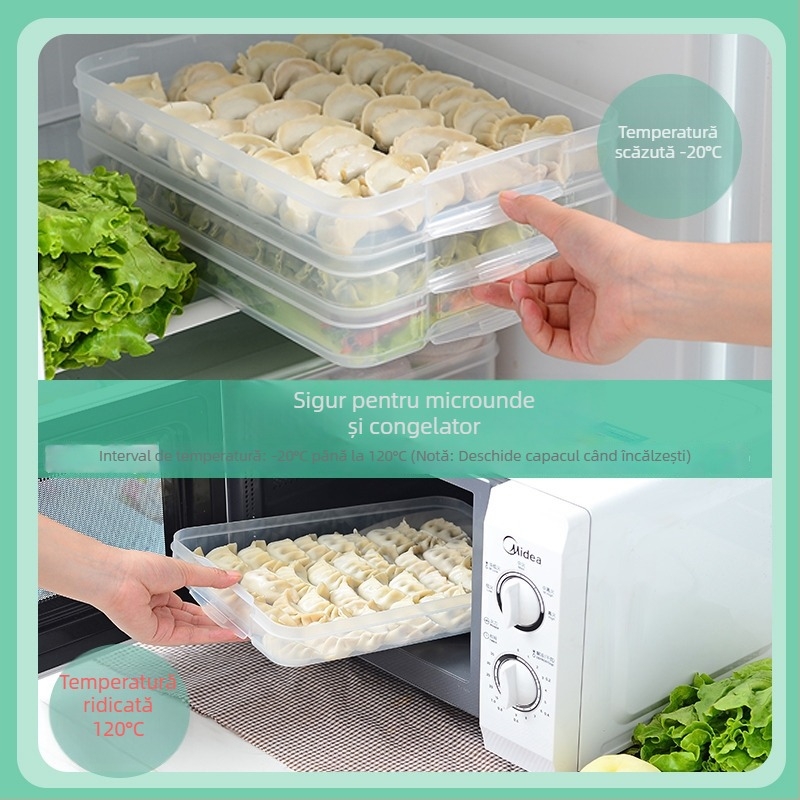 Cutie pentru găluște – plastic alimentar, portabilă pentru depozitare în frigider și congelare