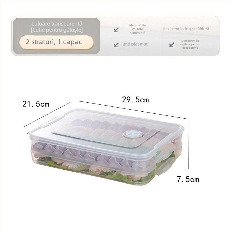 Cutie pentru găluște – plastic alimentar, portabilă pentru depozitare în frigider și congelare
