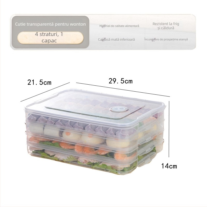 Cutie pentru găluște – plastic alimentar, portabilă pentru depozitare în frigider și congelare