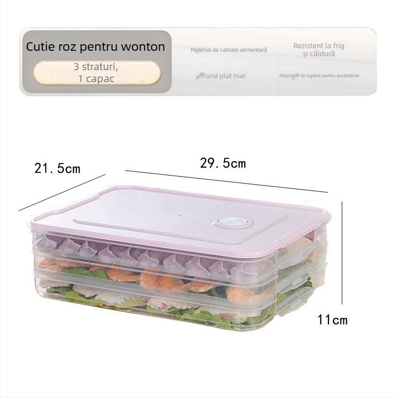 Cutie pentru găluște – plastic alimentar, portabilă pentru depozitare în frigider și congelare