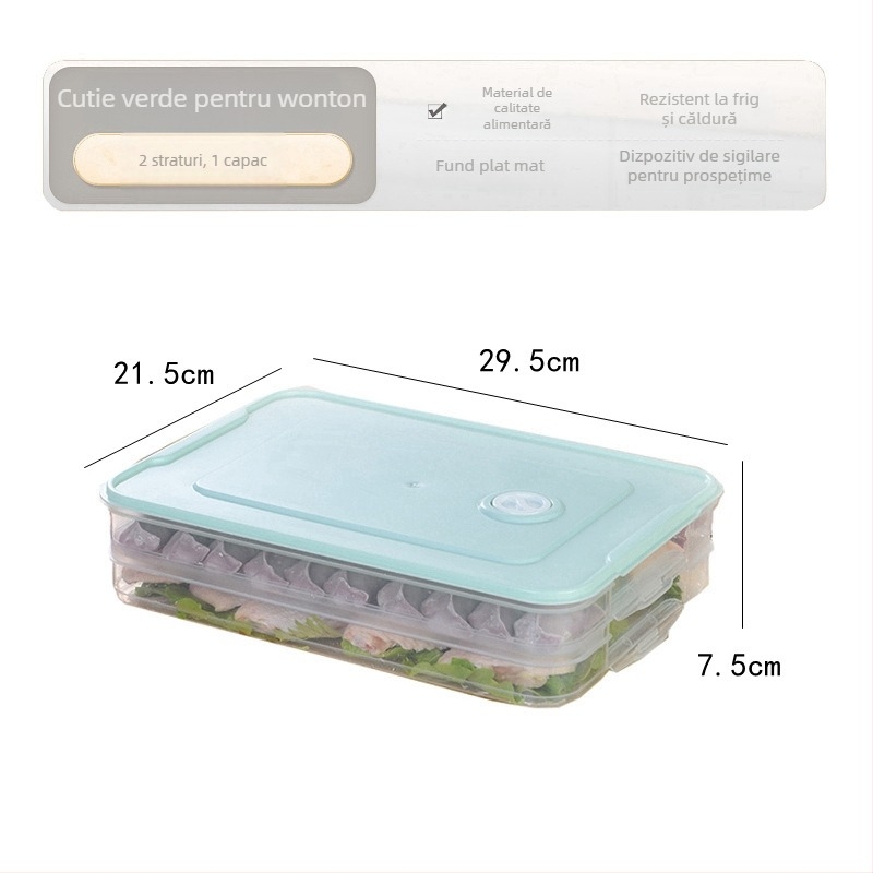 Cutie pentru găluște – plastic alimentar, portabilă pentru depozitare în frigider și congelare