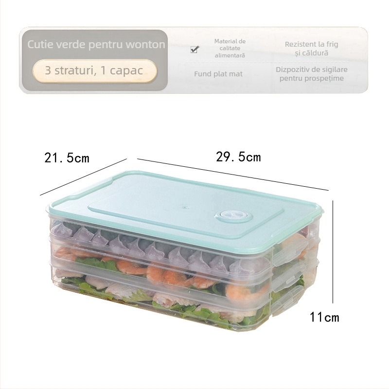 Cutie pentru găluște – plastic alimentar, portabilă pentru depozitare în frigider și congelare