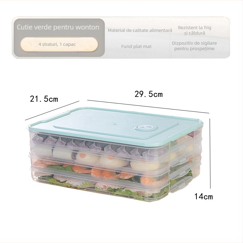 Cutie pentru găluște – plastic alimentar, portabilă pentru depozitare în frigider și congelare