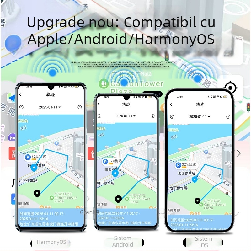 Localizator Android antipierdere cu alarmă pentru copii, persoane în vârstă și animale de companie — poziționare Wi-Fi, rază până la 1000 m, baterie 220 mAh, greutate 10 g, compatibil Android și iOS