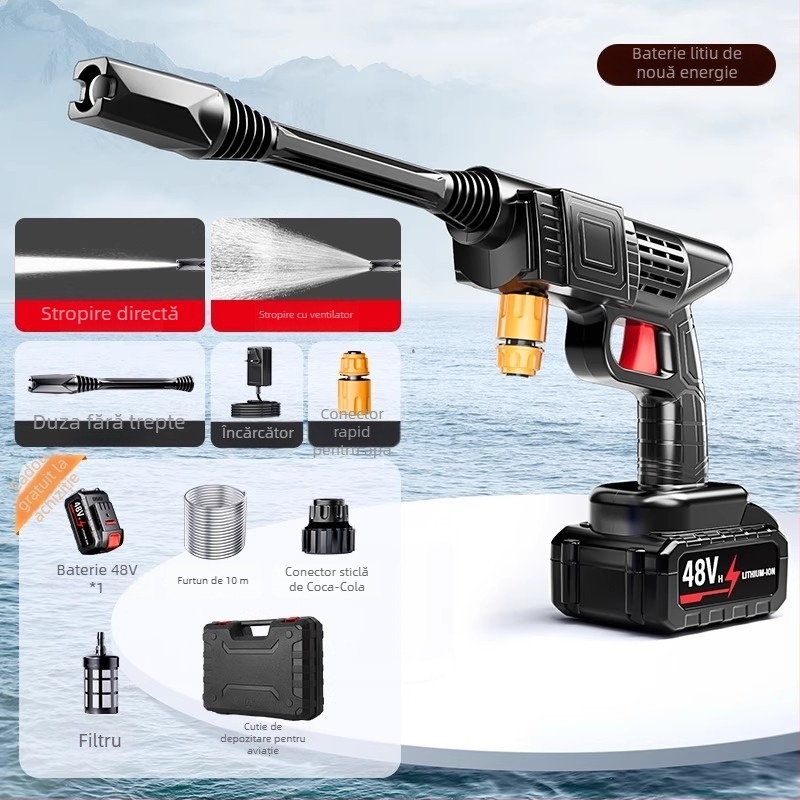 Spălător auto fără fir, cu duză de înaltă presiune, baterie Li-ion de 25V, pompă electrică de apă