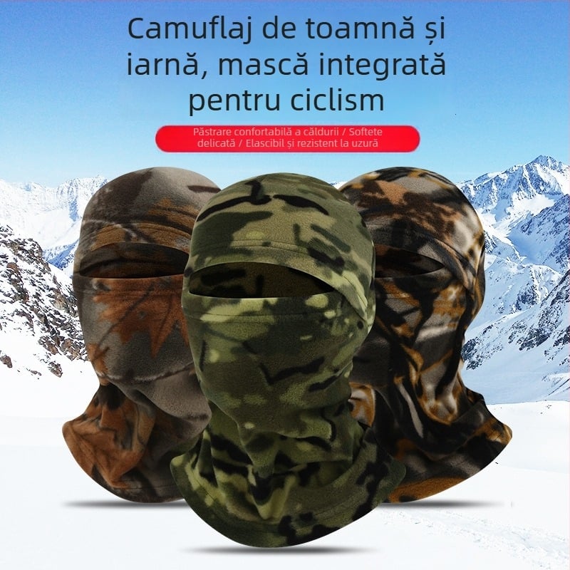 Mască de ciclism cu protecție integrată a feței și a gâtului, poliester, marca AA, unisex