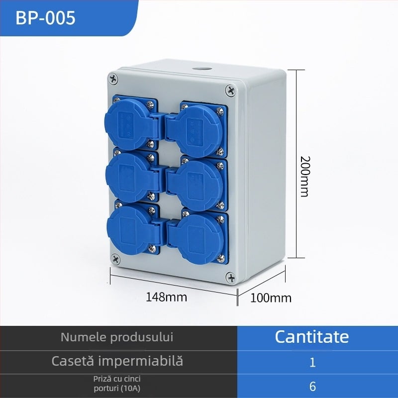 Cutie de distribuție IP65 pentru exterior, montaj pe suprafață, cu distribuție în trei etaje și protecție la scurgeri, 220V