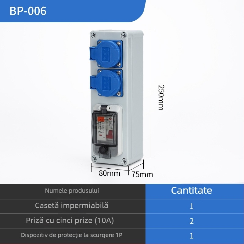 Cutie de distribuție IP65 pentru exterior, montaj pe suprafață, cu distribuție în trei etaje și protecție la scurgeri, 220V
