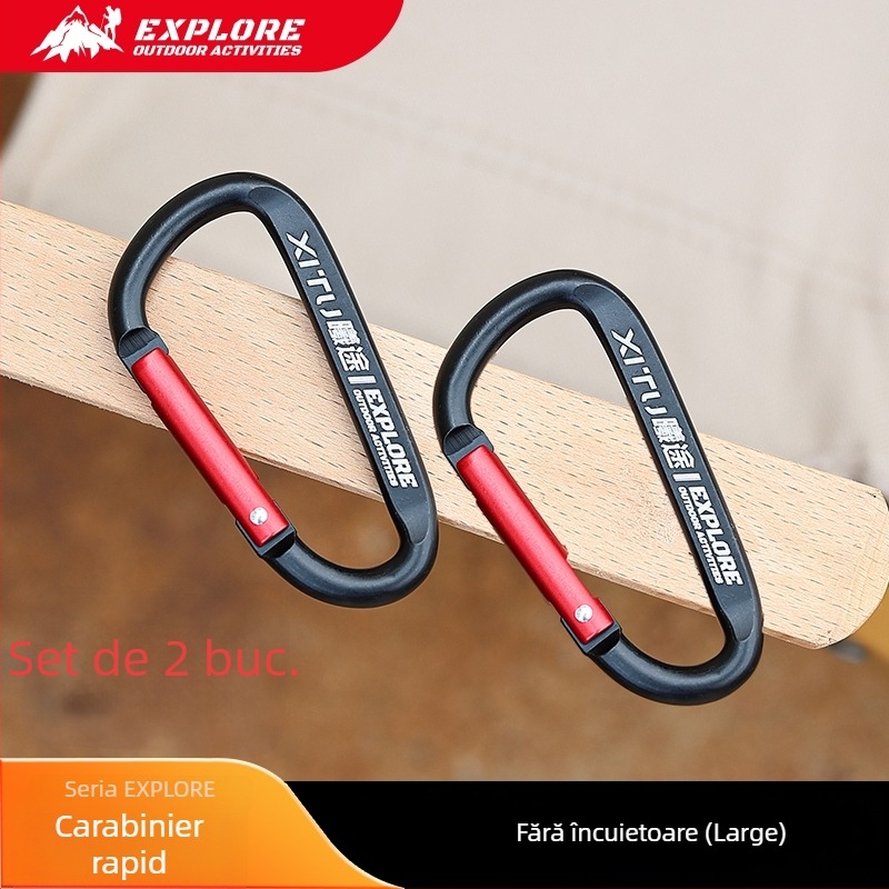 Carabiner D-Type cu încuietoare, lanț pentru chei, pentru camping în aer liber, stil mini