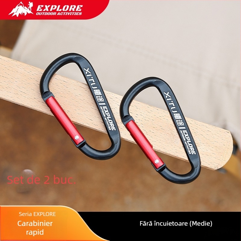 Carabiner D-Type cu încuietoare, lanț pentru chei, pentru camping în aer liber, stil mini