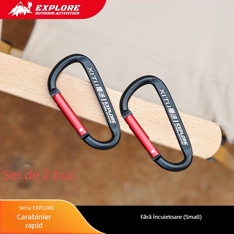 Carabiner D-Type cu încuietoare, lanț pentru chei, pentru camping în aer liber, stil mini