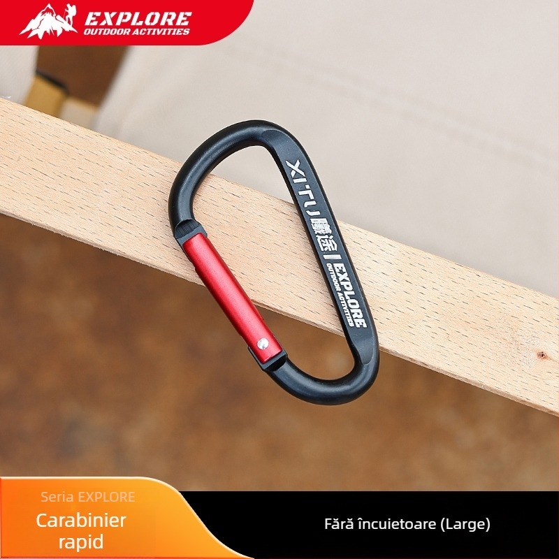 Carabiner D-Type cu încuietoare, lanț pentru chei, pentru camping în aer liber, stil mini