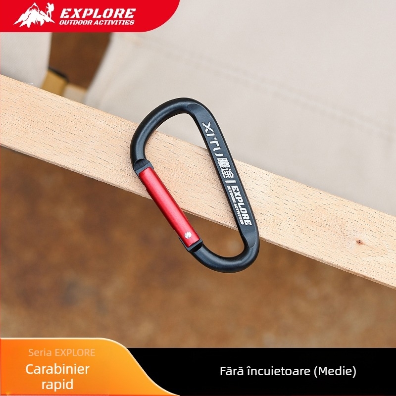Carabiner D-Type cu încuietoare, lanț pentru chei, pentru camping în aer liber, stil mini