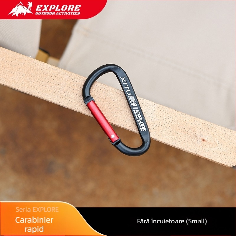 Carabiner D-Type cu încuietoare, lanț pentru chei, pentru camping în aer liber, stil mini