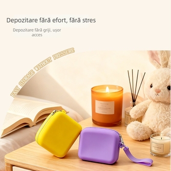 Portofel din silicon, geantă mini pentru monede, culoare solidă, stil urban minimalist, unisex, depozitare rezistentă la apă