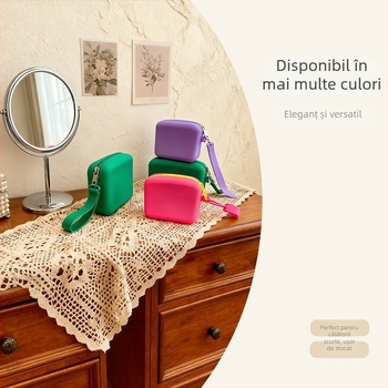 Portofel din silicon, geantă mini pentru monede, culoare solidă, stil urban minimalist, unisex, depozitare rezistentă la apă