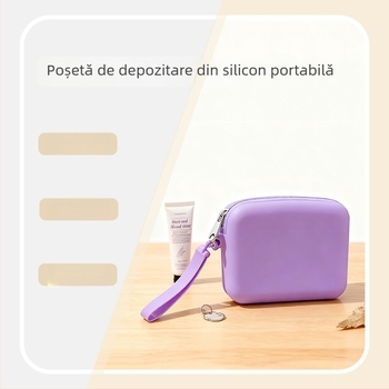 Portofel din silicon, geantă mini pentru monede, culoare solidă, stil urban minimalist, unisex, depozitare rezistentă la apă