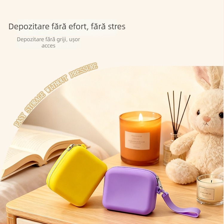 Portofel din silicon, geantă mini pentru monede, culoare solidă, stil urban minimalist, unisex, depozitare rezistentă la apă