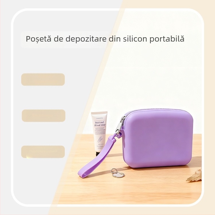 Portofel din silicon, geantă mini pentru monede, culoare solidă, stil urban minimalist, unisex, depozitare rezistentă la apă