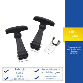 Cuplă de blocare elastică pentru cutie de unelte, tip T – KK709, material: cauciuc + oțel carbon, pentru containere și cutii de distribuție
