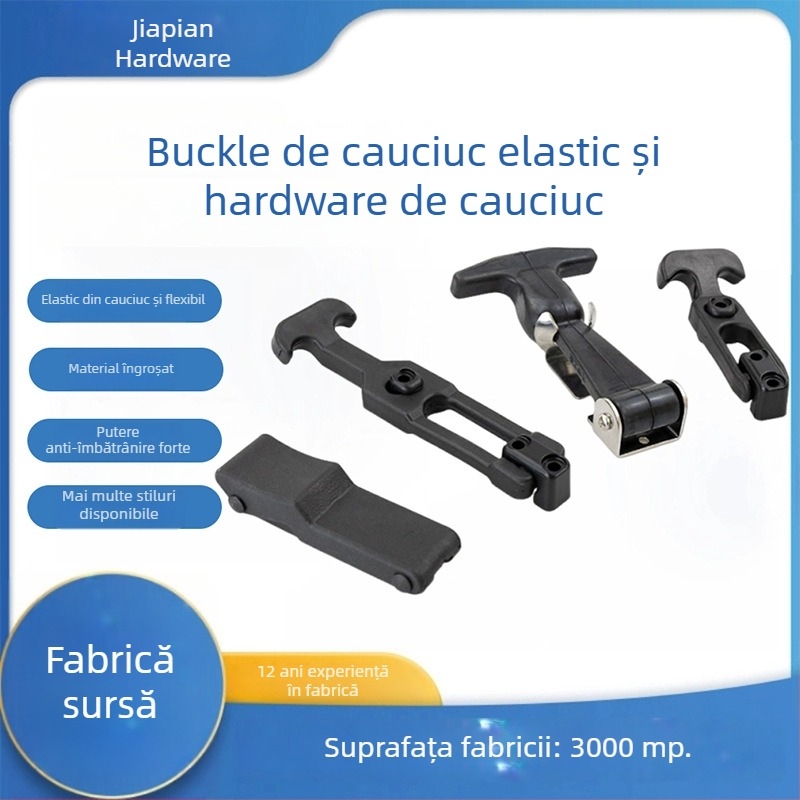 Cuplă de blocare elastică pentru cutie de unelte, tip T – KK709, material: cauciuc + oțel carbon, pentru containere și cutii de distribuție