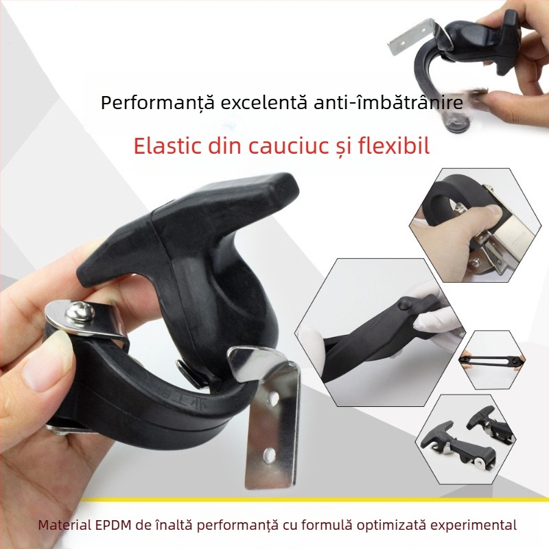 Cuplă de blocare elastică pentru cutie de unelte, tip T – KK709, material: cauciuc + oțel carbon, pentru containere și cutii de distribuție