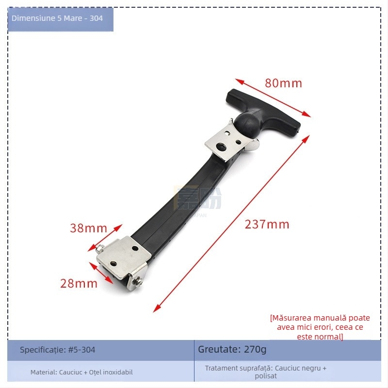 Cuplă de blocare elastică pentru cutie de unelte, tip T – KK709, material: cauciuc + oțel carbon, pentru containere și cutii de distribuție