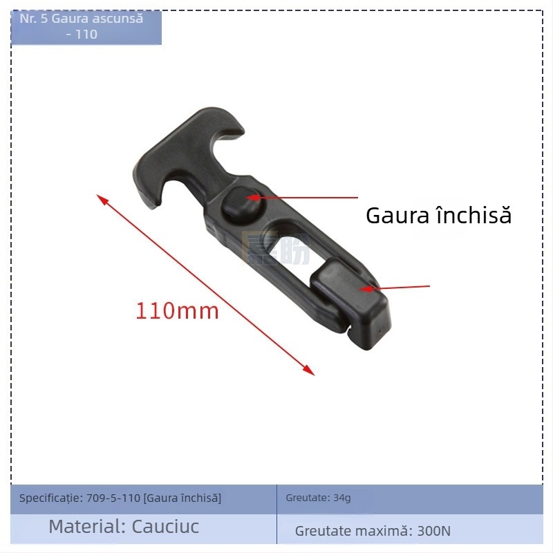Cuplă de blocare elastică pentru cutie de unelte, tip T – KK709, material: cauciuc + oțel carbon, pentru containere și cutii de distribuție