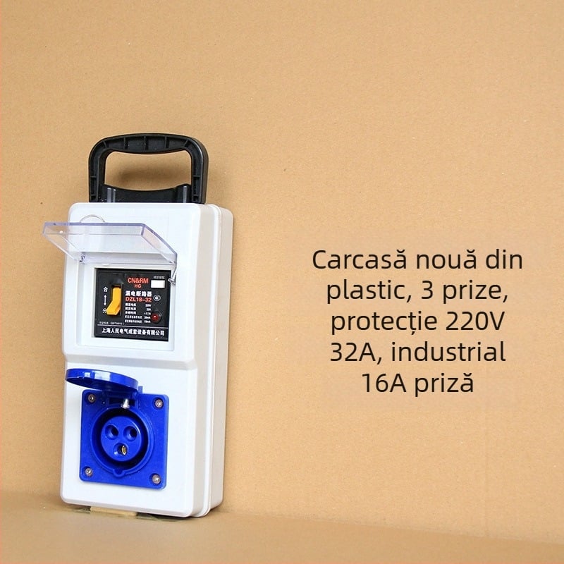 Cutie electrică portabilă pentru șantier cu protecție la scurgeri, IP54, montaj pe suprafață, carcasă din policarbonat, prize plug-in