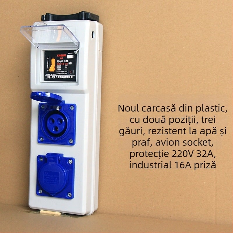 Cutie electrică portabilă pentru șantier cu protecție la scurgeri, IP54, montaj pe suprafață, carcasă din policarbonat, prize plug-in