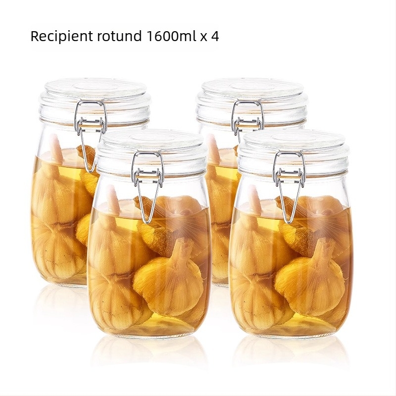 Aileyou borcan sticlă pentru depozitare cu capac cu închidere cu clic, rotund, stil lux ușor