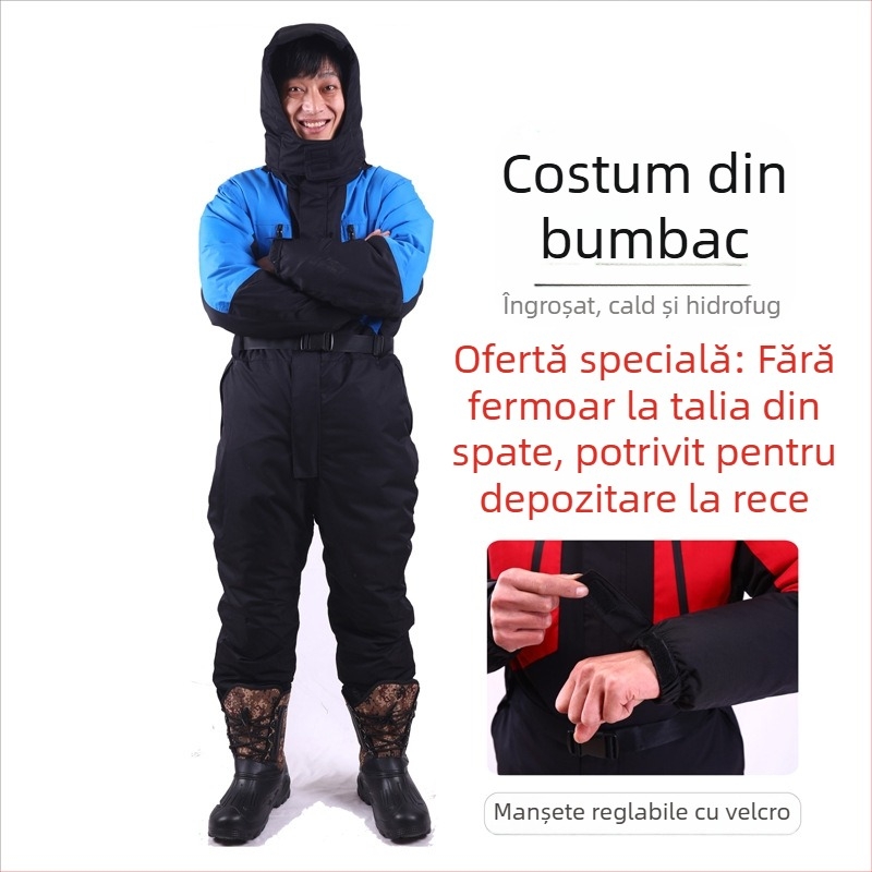 Salopetă izolată pentru temperaturi scăzute, pentru depozitări frigorifice, haine de lucru de iarnă cu căptușeală din bumbac, țesătură Taslon impermeabilă